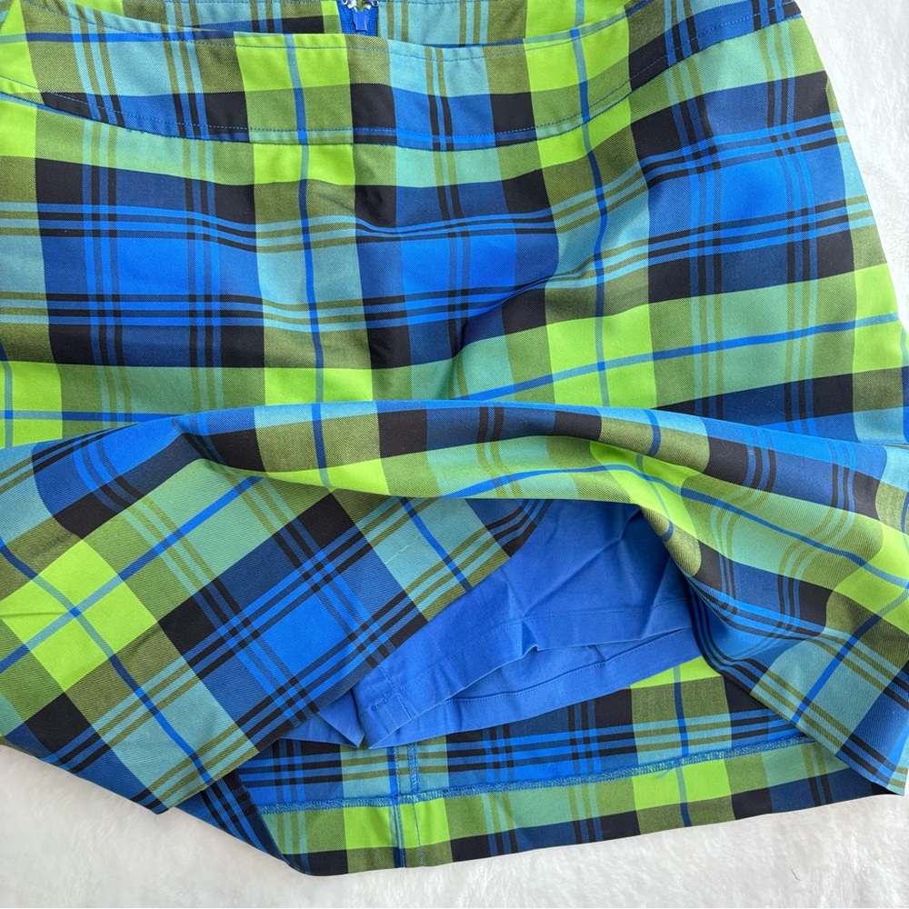 Lilly Pulitzer Plaid Golf Skort Blue and Lime Green Plaid 8 Medium - Picture 6 of 13